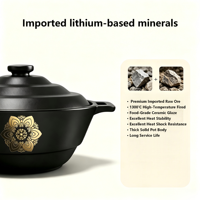 Casserole en céramique de style chinois, compatible avec les cuisinières à induction et les feux ouverts, 2,8 L ; résistante aux hautes températures, écologique