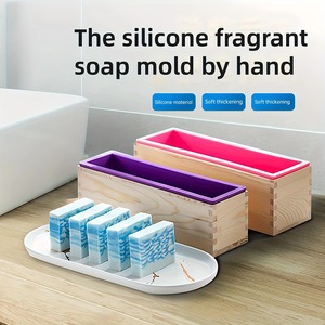 Wooden Box Silicone Soap Mold <b>Kit</b> With Wavy & Straight Soap Cutter DIY Handmade Soap Making Tools Set For Soap Craft Gift - Product Image 5