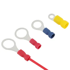 Conector de cabo de cobre pré-isolado com terminal de anel redondo de cobre vermelho 22-10AWG, novo, com design de fácil entrada, para RV