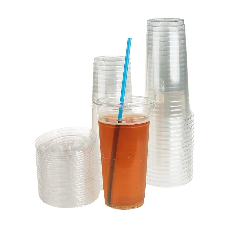 Aangepaste Logo Iced Koffie Boba Bubble Tea Transparante Pp Wegwerp 500 700Ml Drank Plastic Cup