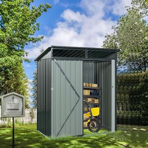 Abri de jardin en métal Milostica 5ft x 3ft, structure en bois gris, toit transparent, montage facile, pour rangement extérieur - Product Image 4