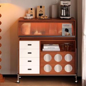 Vintage Style Solid Wood Bar Cabinet With Drawers And Shelves Multifunctional Storage <b>Sideboard</b> For Small Apartment Home Bar - Product Image 1