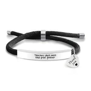 Ywganggu Stainless Steel Custom Adjustable Hand Woven Bracelets Woven Rope For Bracelet Adjustable Teacher Gift Heart Bracelets