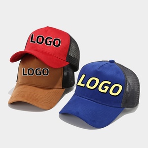 Trucker Mũ Chất Lượng Cao Trống 5 Máy Bay Snapback Cap Da Vá Đồng Bằng Lưới Trucker Hat Cho Nam Giới - Product Image 3
