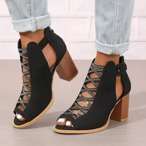 Ready to Ship Fashion sandals with heels 16/5000 New coarse foreign trade large size fish mouth women's high-heeled sandals