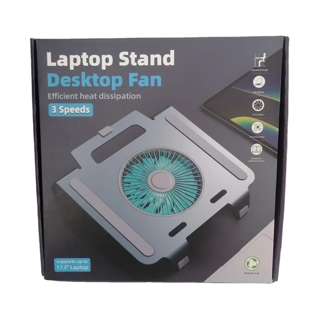 Aluminum Alloy One-piece Molding Three-speed Blue Light Desktop Fan Radiator Laptop Desktop Bracket