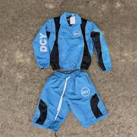 Ensemble coupe-vent 2 pièces DCY en nylon 100% délavé imprimé, veste zippée et short de survêtement pour homme, coupe oversize, logo personnalisé OEM