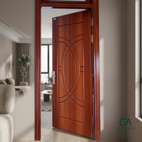 GA-24L Modern Finished Solid Timber Interior Door with Curved Groove Design for Apartment Bedroom Villa