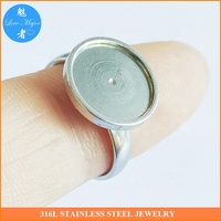 Vente en gros de bijoux de mode en acier inoxydable, plateau de pierre réglable Interchangeable