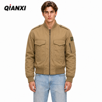 Blouson Bomber Homme Kaki Tactique Cargo Personnalisable avec Broderies et Écussons – Veste Coupe-Vent Vintage Streetwear – Vente en Gros