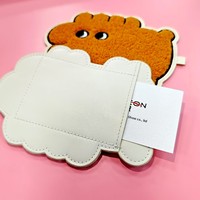 Porte-cartes pliable en cuir, style créatif simple, avec pendentif porte-clés, protège-passe, cordon brodé animal en chenille UV