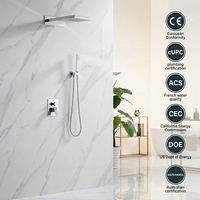 Robinetterie de Douche et Salle de Bain Haut de Gamme Noir Mat, Système Mitigeur Cascade et Pluie Encastré en Laiton, Sanitaire pour Villas et Hôtels