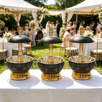 Chauffe-Plats de Buffet Suspendu en Acier Inoxydable 8L avec Couvercle, Chauffage à la Vapeur, Étagères Réglables, Maintien au Chaud 24H, Multicolore pour Mariages