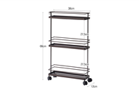 Chariot de rangement moderne en métal doré, 3 niveaux, chariot à roulettes avec 2 freins, vente en gros,