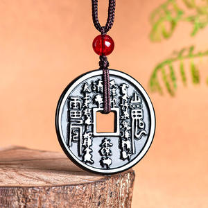 Colgante de Jade Negro Jadeíta Natural, Diseño Original 'El Diablo Gasta Dinero', Jade UNISEX al por Mayor C291 - Product Image 2