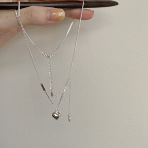 Collar con colgante de corazón de plata de ley S925 para mujer, cadena elegante minimalista de 405 cm, joyería de moda - Product Image 4