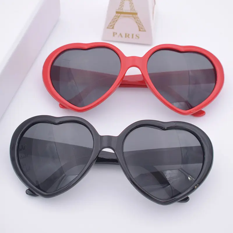복숭아 하트 선글라스 사랑 소녀 학생 안경 포즈 초상화 안경 귀여운 여름 빨간 하트 모양의 선글라스