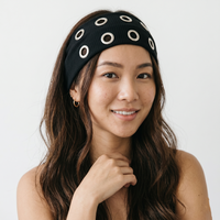 Bandeaux élastiques côtelés avec œillets métalliques – Grande vente – Bandeaux larges multicolores – Accessoires capillaires quotidiens et sportifs