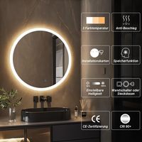 Miroir mural LED rétroéclairé sans cadre personnalisé, style moderne, avec anti-buée, lampe tactile intelligente, idéal pour salon, salle de sport, hôtel, éclairage intégré