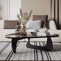 Ensemble de tables basses modernes de luxe en verre trempé avec structure en acier inoxydable, design minimaliste pour salon, table centrale avec rangement