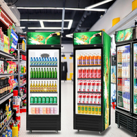 Vitrine Réfrigérée Commerciale Monotempérature avec Écran LED, Réfrigérateur à Boissons à Trois Portes Vitrées, Réglable, Anti-Givre