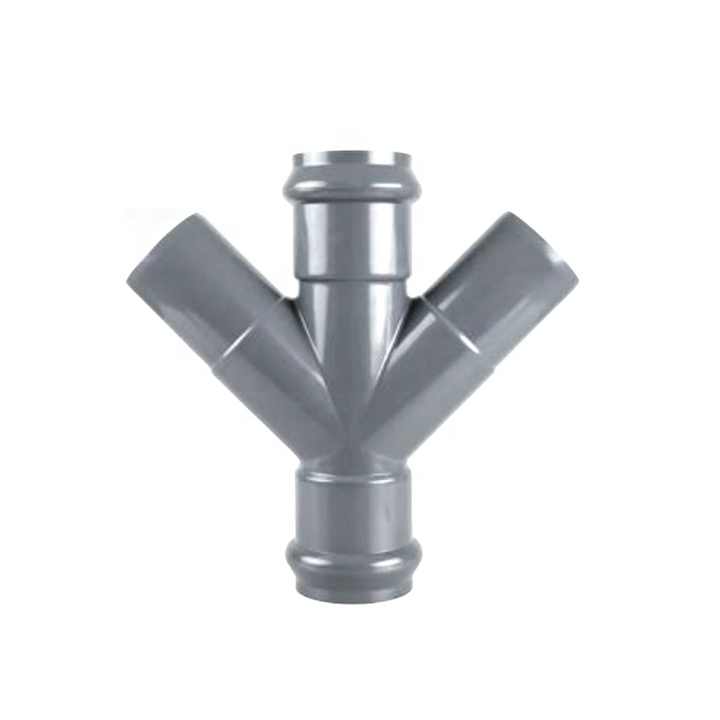 Wholesale DIN8063 Grey Color Plastic PVC fitting lateral cross 4 way tee PN