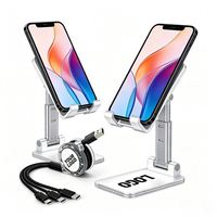 Ensemble cadeau électronique promotionnel 3 en 1, câble USB pour iPhone, câbles de charge 3A à charge rapide, support de téléphone portable rétractable