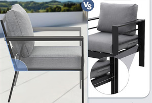 4 Stück Terrassen möbel Metall Couch tisch Allwetter Aluminium rahmen <span class=keywords><strong>Garden</strong></span> Outdoor Zeitgenössisches Sofa garnitur mit Dunkelgrau - Product Image 4