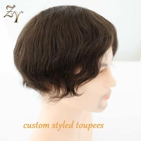 Zyron Hair Wholesale - Prótesis Capilar para Hombre, 100% Cabello Humano Virgen, Sistema de Parche de Cabello Remy PU con Piel Fina, Toupee para Hombres