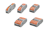 Connecteurs de fils à levier mini compacts 3 entrées 3 sorties 32A 250V en cuivre pur, bornier rapide isolé à ressort à enfoncement