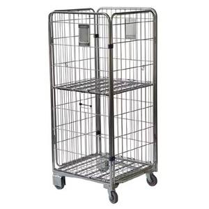 मध्यम शुल्क रसद गोदाम कार्ट रोल केज और रोल कंटेनर ट्रॉली स्टील और धातु तार 800 किलोग्राम क्षमता 2 मीटर - Product Image 1