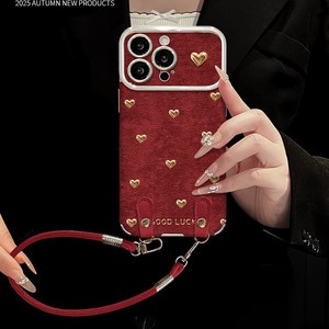 Funda de Lujo para iPhone 15 con Lazo y Cordón de Cuero, Electrochapada, de Piel de Oveja, Suave al Tacto, Venta al Por Mayor de Fábrica - Product Image 1