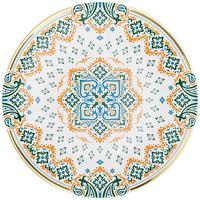 Assiettes de Dîner en Porcelaine Florale Verte, Vente en Gros Direct Usine, Ensemble de Vaisselle Vintage Style Italien en Porcelaine Fine Personnalisable