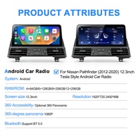 Estéreo para Auto Android para Nissan Pathfinder 2012-2020, Radio Multimedia para Auto de 12.3 Pulgadas, CarPlay Inalámbrico, Navegación GPS, Unidad Principal DSP