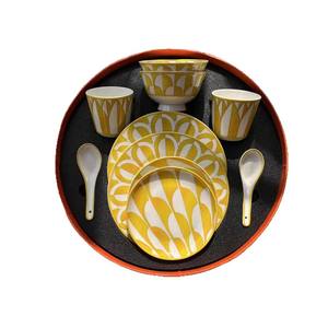 Service de table en porcelaine jaune, écologique et sûr pour les hôtels, les restaurants, la maison, les dîners, le camping, vintage, moderne, classique, personnalisable - Product Image 5