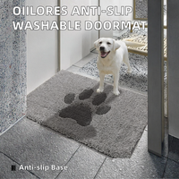 Tapis d'entrée antidérapant Oiilores pour intérieur, 60x90cm, lavable, motif patte discrète, profil bas, super absorbant