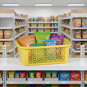NDURO SS4503 Yellow Rectangle Plastic Storage <b>Basket</b> 50x40x30cm PP Injection Molded Lightweight Stackable Modern Kitchen Food - Product Image 1