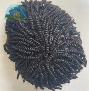 Perruque naturelle pour hommes, toupet, extensions tressées, cheveux indiens remy, postiche style <span class=keywords><strong>afro</strong></span>, entièrement lace, bon marché - Product Image 4