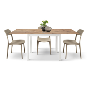 Giuliano <b>Extendable</b> <b>Dining</b> <b>Table</b> 90 To 180 Cm Rustic Oak Top White Base Internal Use - Product Image 4