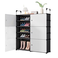 Meuble de rangement magnétique intégré à 6 étagères en plastique multi-niveaux pour chambre et salon, porte-chaussures, modèle en promotion