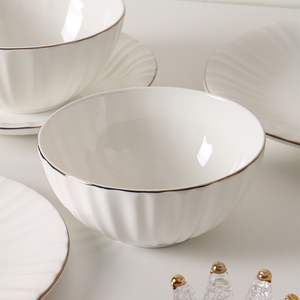 <span class=keywords><strong>Service</strong></span> <span class=keywords><strong>de</strong></span> <span class=keywords><strong>table</strong></span> moderne en <span class=keywords><strong>porcelaine</strong></span> blanche gaufrée, 18 pièces, avec bord <span class=keywords><strong>doré</strong></span> - Product Image 2