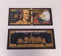 Billet de banque commémoratif américain en or noir scintillant, ensemble complet