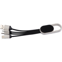 Vente en gros de câble de chargement LED 3 en 1 en paille de blé câble lumineux chargeur de téléphone portable câble Usb lumineux avec crochet