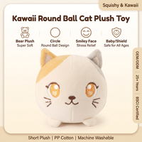 Peluche Ronde Personnalisée Chat Kawaii Mochi Squishy, Jouet Doux à Câliner, Coussin Anti-Stress, Cadeau Enfants et Adultes OEM ODM