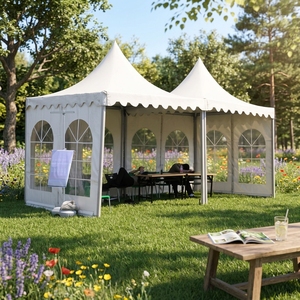 Tente Pagode Commerciale 3x3m Résistante au Vent en Alliage d'Aluminium Antirouille avec Toile PVC Blanche Stabilisée aux UV pour Événements - Product Image 1