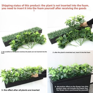 กระถางปลูกต้นไม้ประดับตกแต่งรูปทรงรางดอกไม้ พร้อมต้นหัวไชเท้าพลาสติกสีเขียวประดิษฐ์  ดอกไม้ประดิษฐ์ตกแต่ง  ชุดต้นไม้จำลอง - Product Image 5