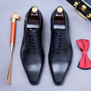 Men's Oxford Shoes Business Formal Genuine Cow Leather Shoes, Minimalist Three <b>Cap</b> <b>Toe</b> British Style Free Shipping - Product Image 2