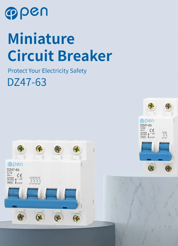 400V Circuit Breaker Stromschalter DZ47-63 32A Stromkreisunterbrecher  4-poliger Leistungsschalter Luftschalter