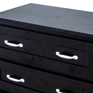 Modern Black Wood Side <b>Cabinet</b> with 6 Drawers Metal Handles Adjustable Height Storage Organizer for Hotel Living Room Bedroom - Product Image 2