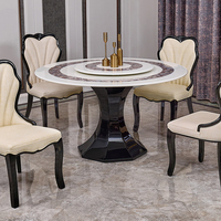 Ensemble de salle à manger classique best-seller table de dîner en bois antique table à manger ronde avec centre tournant